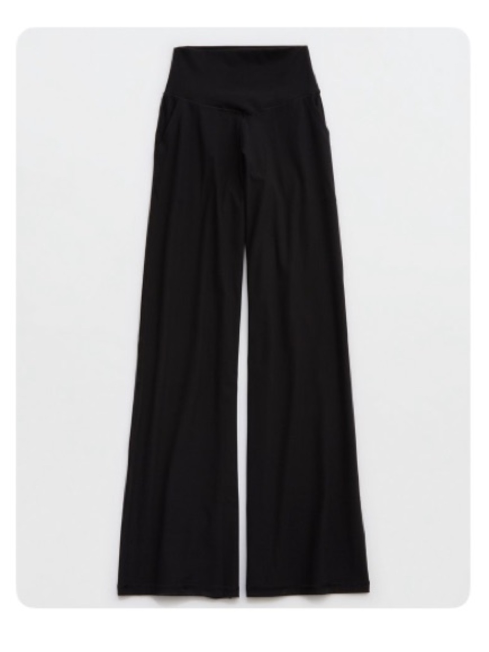 Aerie True Black Ribbed High-Waisted Trousers